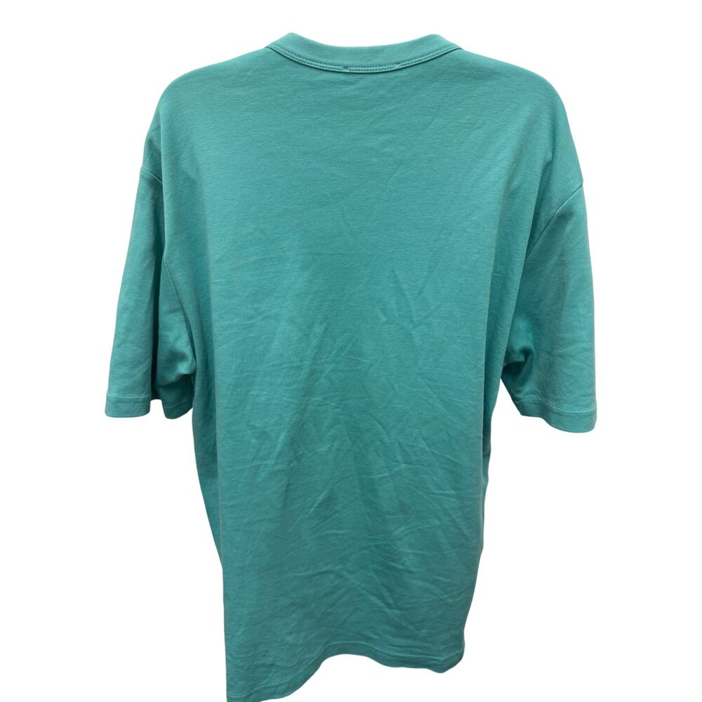 ZARA Mens SZ L Green Teal Plain T shirt pocket short sleeve heavy - Picture 3 of 3